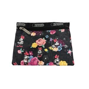 LeSportsac Disney Minnie Black Floral Park Pouch Limited Edition Bag